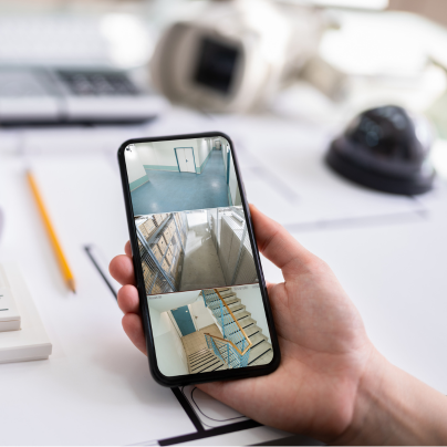 Riverside security camera feed on cell phone